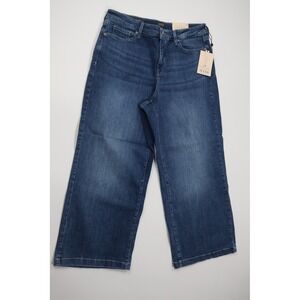 NYDJ Jeans Wide Leg Ankle High Rise 12 Blue Denim Casual MSRP $119